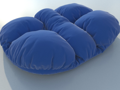 A blue pillow with a sheen effect